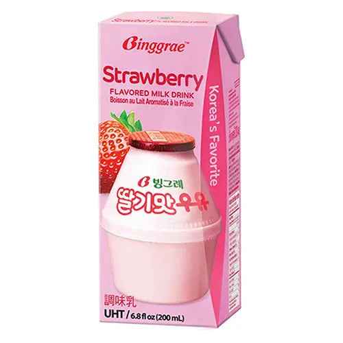 BINGGRAE Strawberry Milk 200ml/ BINGGRAE zemeņu piens 200ml