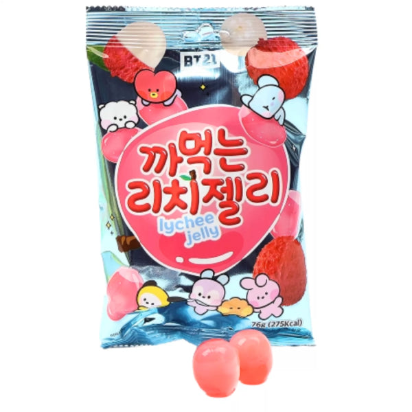 BT21 Lychee Peeling Soft Candy 76g/ BT21 ličī mīkstās konfektes 76g Amanoya