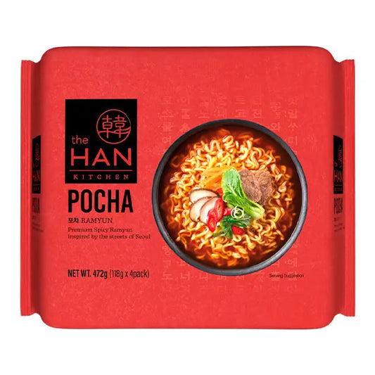The Han Kitchen Authentic Pocha Ramyun 118g/ The Han Kitchen Īstā Poča Ramjūna 118g (Koreja) The Han Kitchen