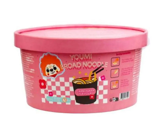 Youmi Broad Noodle Carbonara 112g/ Youmi Platās nūdeles Carbonara 112 g Oishii Asian Mart