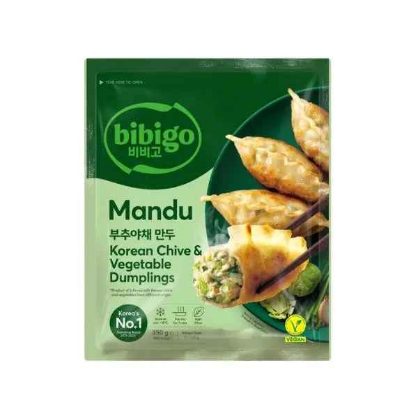 BIBIGO Vegan Gyoza Mandu - Chives & Vegetable/ Vegānu Gjodzas Mandu – Lociņi un Dārzeņi