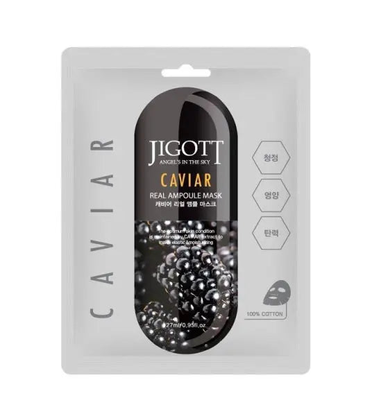 Jigott Caviar Real Ampoule Sheet Mask/ Jigott kaviāra ampulu auduma maska Oishii Asian Mart