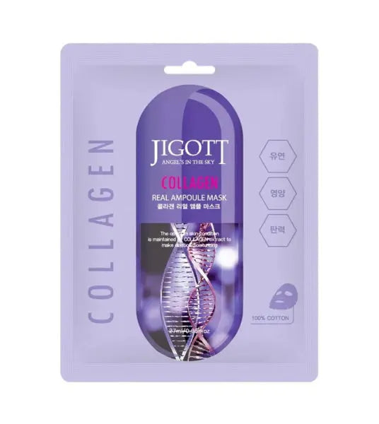 Jigott Collagen Real Ampoule Sheet Mask/ Jigott kolagēna ampulu auduma maska Oishii Asian Mart