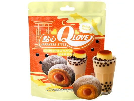 QLove Boba Creme Brulee Mochi 120g/ QLove Boba krēma brûlée moči 120g