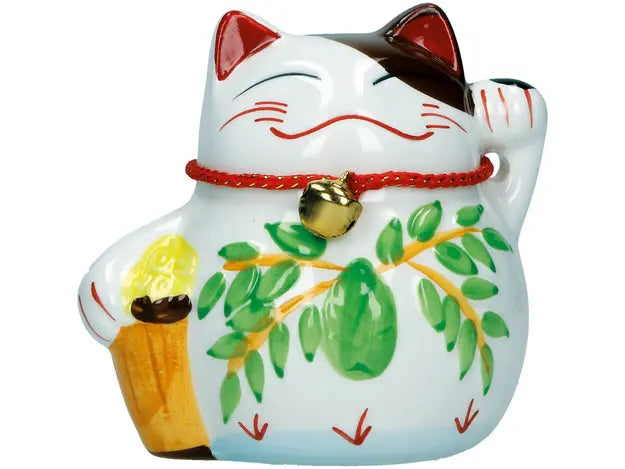 Plutus Cat Ceramic Green, Hand-Painted/ Plutus kaķa keramika zaļa - Oishii Asian Mart