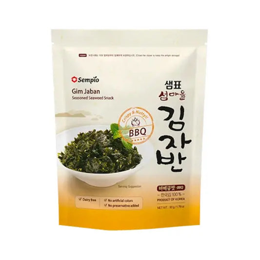 Sempio Gim Ja Ban BBQ, Seaweed Snack seasoned 50g/ Sempio Gim Ja Ban BBQ, Uzkodu Jūraszāles ar garšvielām 50g - Oishii Asian Mart