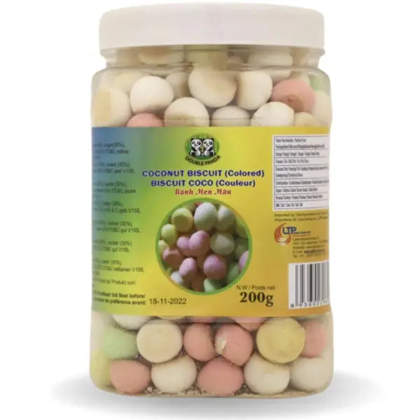 PANDA Coconut Coloured Biscuit Banh men 200g/ PANDA kokosriekstu krāsainie cepumi Banh men 200g - Oishii Asian Mart