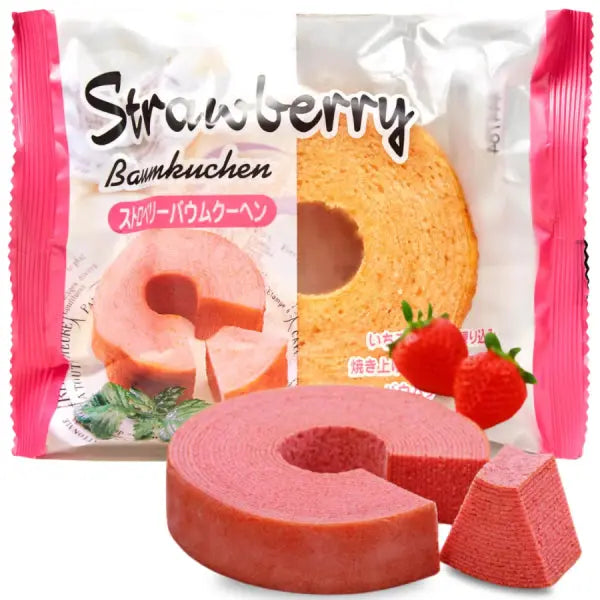 TAIYO Strawberry Baumkuchen/ TAIYO Zemeņu Baumkuchen - Oishii Asian Mart