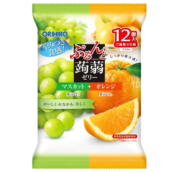 ORIHIRO Prune & Konjac Jelly Muscat & Orange/ ORIHIRO žāvētas plūmes un konjakas želejas muskats un apelsīns - Oishii Asian Mart