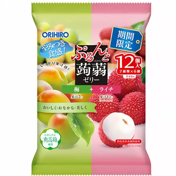 ORIHIRO Konjac Plum & Lychee Jelly/ ORIHIRO Konjac plūmju un ličī želeja - Oishii Asian Mart