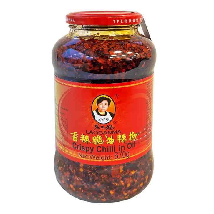 Lao Gan Ma Crispy Chilli Oil 670g/ Lao Gan Ma Kraukšķīgā Čili Eļļa 670g