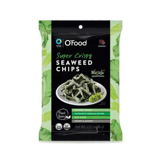 O'Food Super Crispy Seaweed Chips- Wasabi/ O'Food Super kraukšķīgie jūras aļģu čipsi - Wasabi Oishii Asian Mart