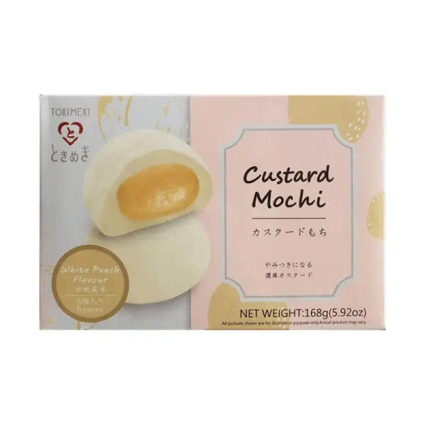 Tokimeki Custard Mochi White Peach/ Augļu Mochi Baltais Persiks - Oishii Asian Mart