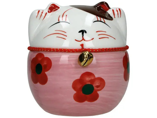 Plutus Cat Ceramic Pink, Hand-Painted/ Plutus kaķa keramika rozā, roku apgleznots - Oishii Asian Mart