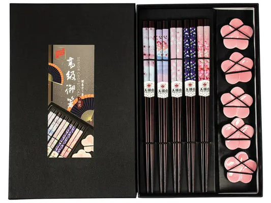 Chopsticks Set Pink Blossom/ Irbulīšu komplekts Rožu ziedēšana - Oishii Asian Mart