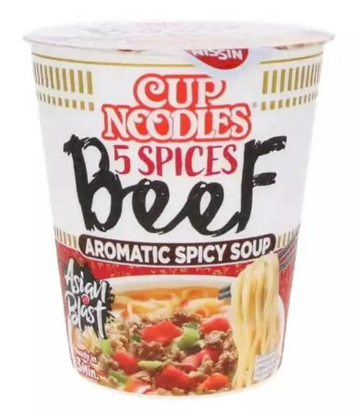 CUP NOODLES 5 Spices Beef Aromatic Spicy Soup/ CUP NOODLES 5 Garšvielu Lietlopu Aromātiskais Pikants Buljons - Oishii Asian Mart