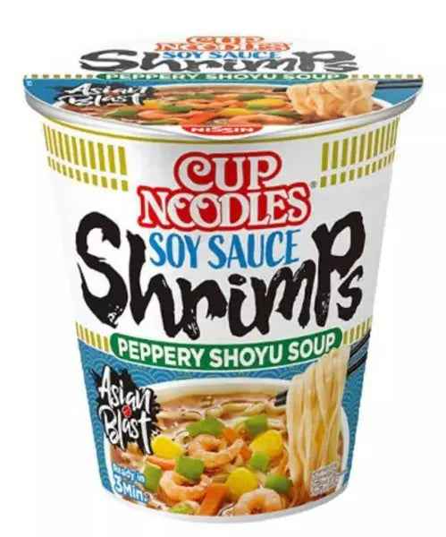 CUP NOODLES Soy Sauce Shrimp Peppery Shoyu Soup/ CUP NOODLES Sojas Mērces Garneļu Piparainais Šoju Buljons