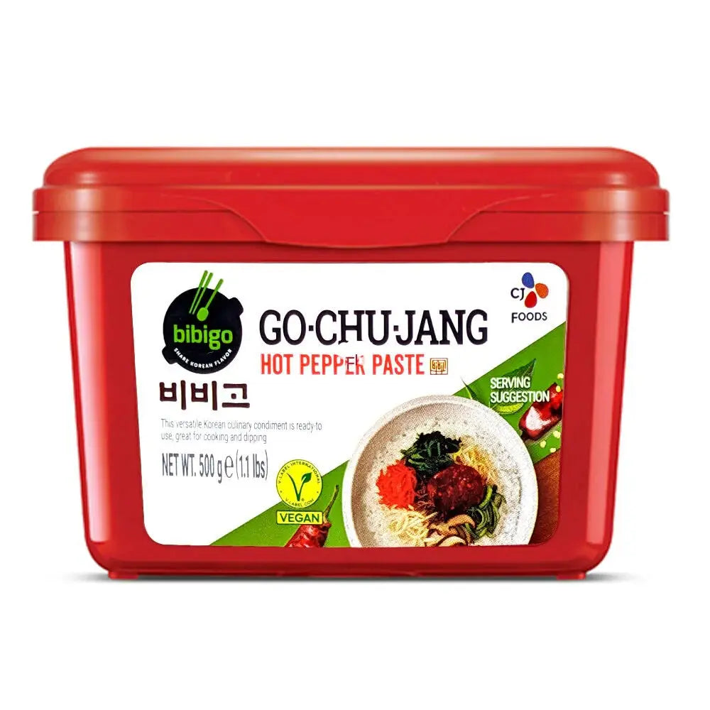 Bibigo Gochujang Hot Pepper Paste 500g Vegan / Bibigo Gochujang aso piparu pasta 500g (Vegānu) - Oishii Asian Mart