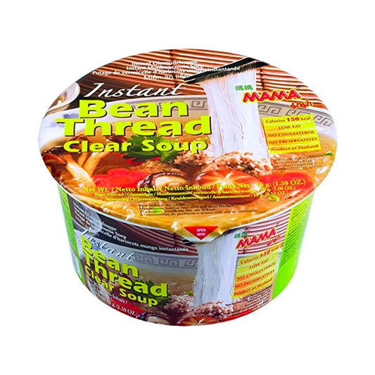 MAMA Instant bowl bean thread, clear soup 45g/ MAMA Ātrās Pagatavošanas Bļodiņa ar Caurspīdīgo Zupu un Cietes Nūdelēm 45g - Oishii Asian Mart