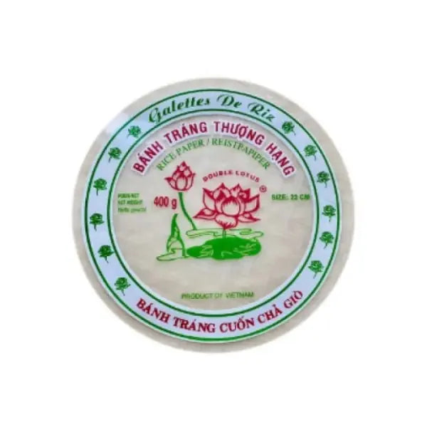 DOUBLE LOTUS Rice Paper 22cm/ DOUBLE LOTUS rīspapīrs 22cm dziļi cepts Cha Gio - Oishii Asian Mart