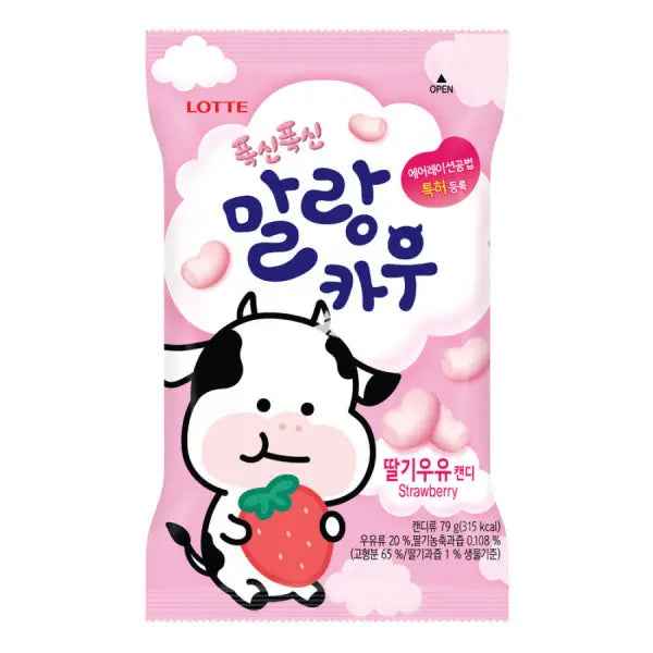 LOTTE Milk Candy Strawberry 79g/ LOTTE piena konfektes zemeņu 79g