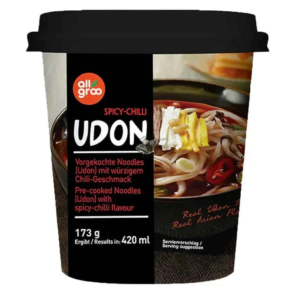 ALLGROO KR Udon cup noodles spicy chilli 173g/ ALLGROO KR Udon kausā nūdeles ar pikantu čili 173g