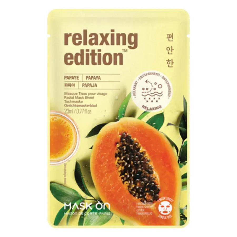 Facial Mask Sheet with Papaya Relaxing mask sheet Mask On
