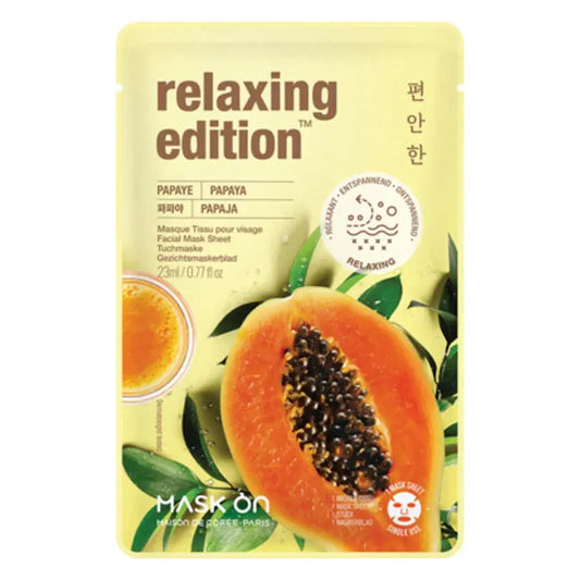 Facial Mask Sheet with Papaya Relaxing mask sheet Mask On