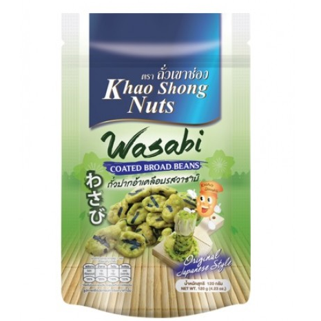 KHAO SHONG Wasabi coated broad beans 120 g/ KHAO SHONG ar vasabi pārklātas cūku pupas 120 g