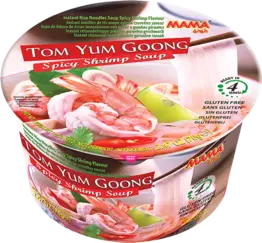 MAMA  Instant bowl rice noodles shrimps spicy Tom Yum Goong 70 g/MAMA THAILAND Rīsu garneļu asās nūdeles Tom Yum 70g - Oishii Asian Mart