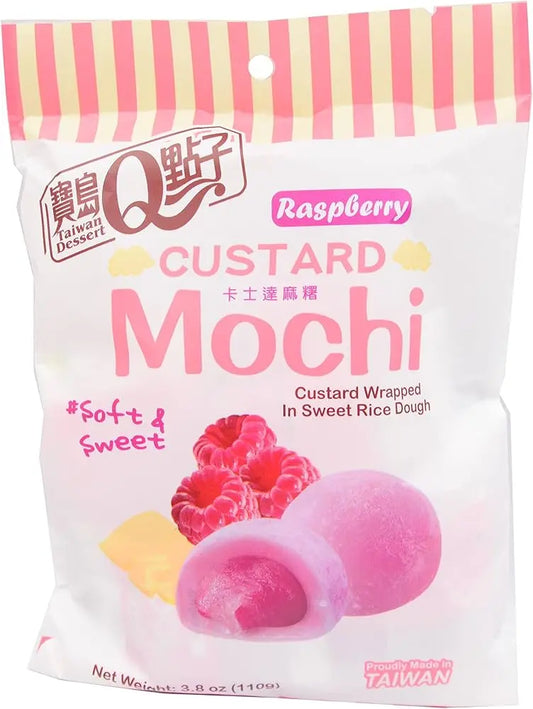Q-Brand Raspberry Custard Mochi/ Q-Brand Aveņu Krēma Mochi - Oishii Asian Mart