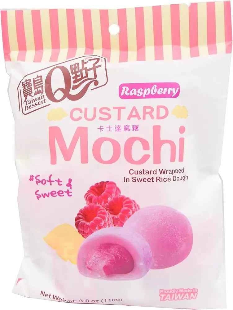 Q-Brand Raspberry Custard Mochi/ Q-Brand Aveņu Krēma Mochi (TAIVĀNA)