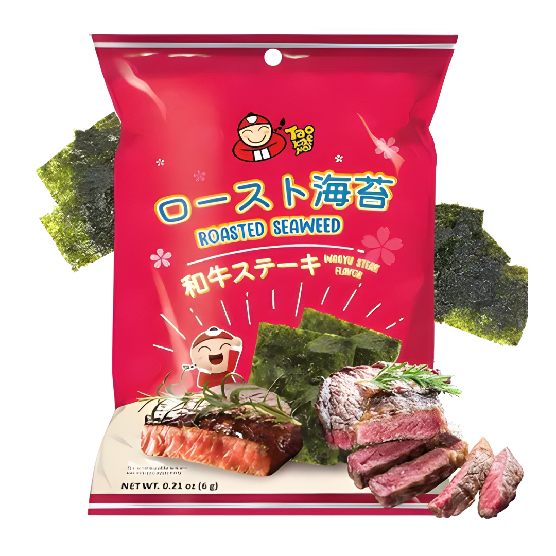Tao Kae Noi Roasted Wagyu Steak Seaweed 6g/ Ceptas jūraszāles ar wagyu steika garšu 6g
