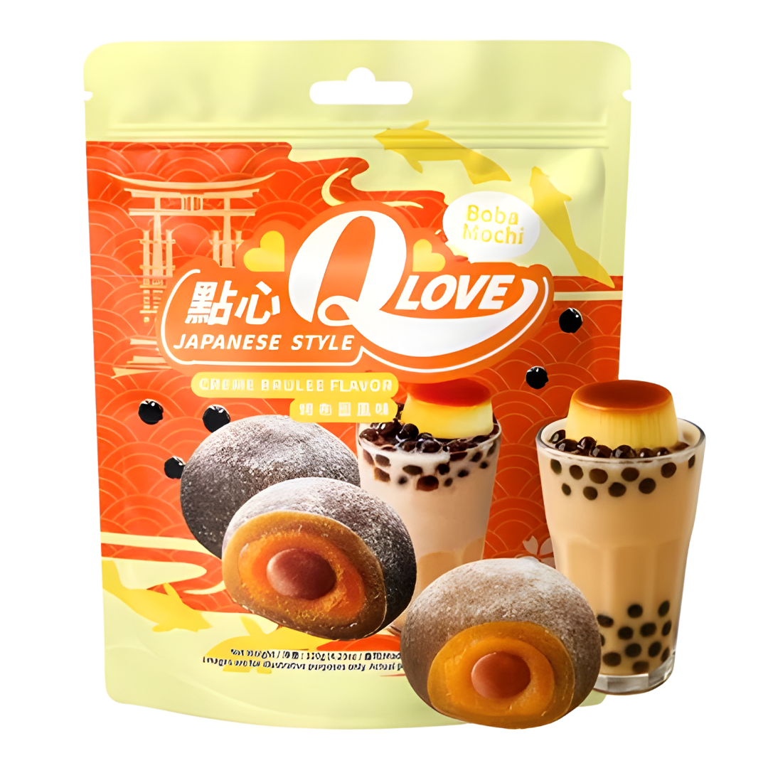QLove Boba Creme Brulee Mochi 120g/ QLove Boba krēma brûlée moči 120g