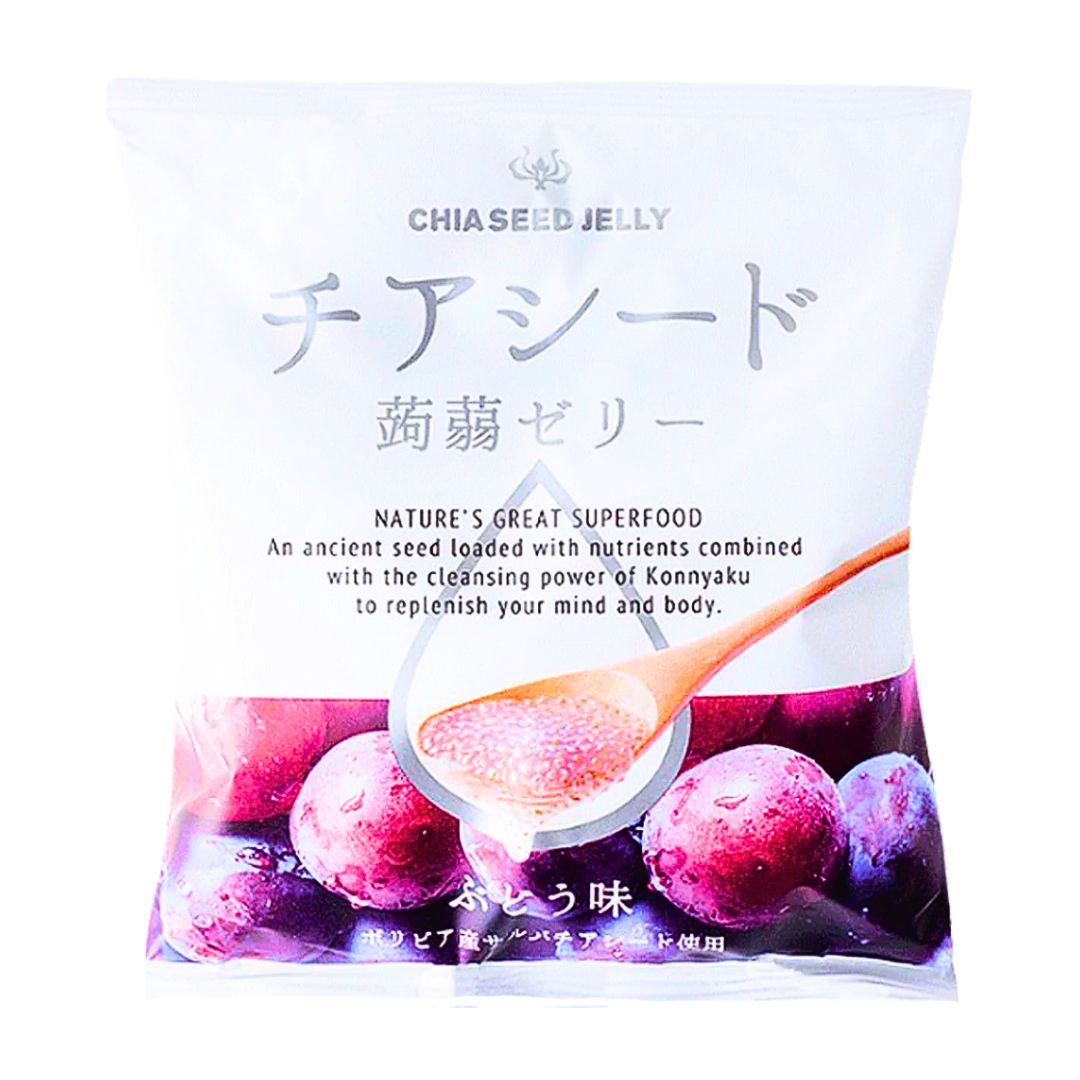 Wakashou Chia Seed Jelly Grape 175g/ Wakashou čia sēklu želeja ar vīnogu garšu 175g - Oishii Asian Mart