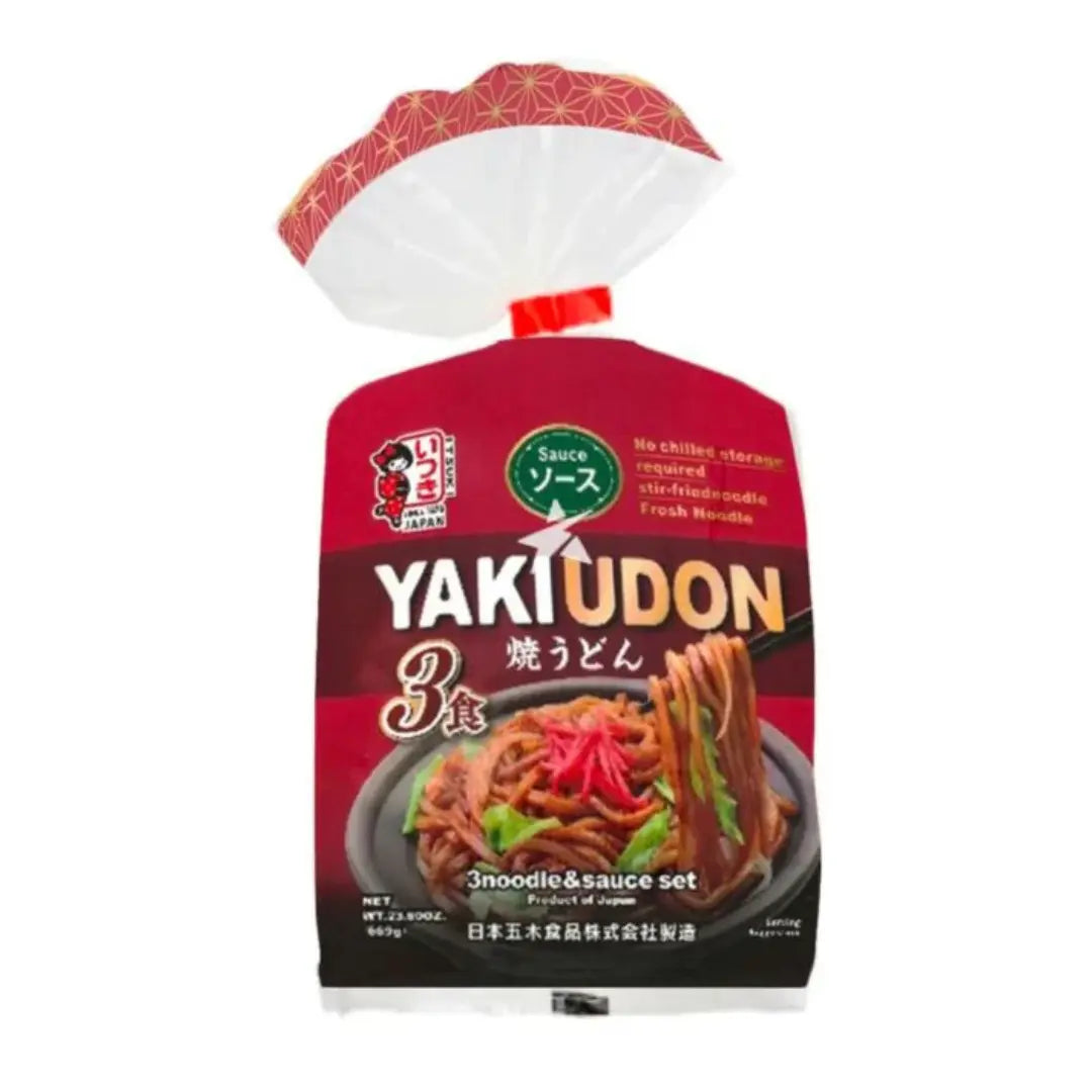 Itsuki 3pc Yaki Udon Noodle Worchester 669g/ Itsuki 3 gab Yaki Udon Nūdeles ar Worčestras Mērci 669g - Oishii Asian Mart