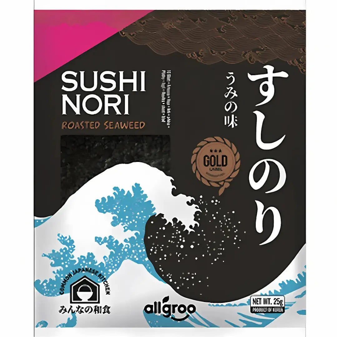 ALLGRO Sushi Nori roasted seaweed gold 10 sheets 25g/ ALLGRO Sushi Nori Grauzdētas Jūraszāles Zelts 10 lapas 25g - Oishii Asian Mart