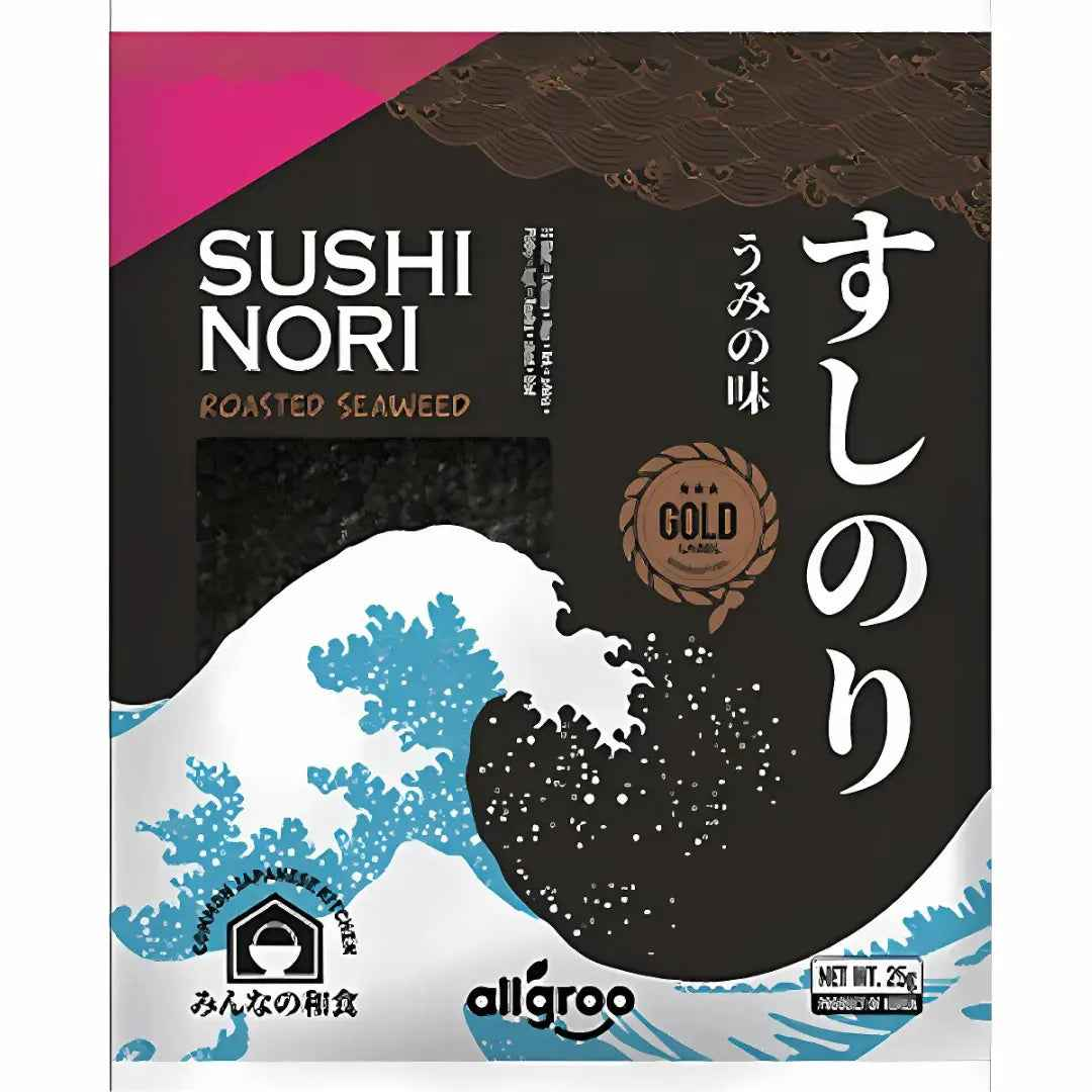 ALLGRO Sushi Nori roasted seaweed gold 10 sheets/ Sushi Nori Grauzdētas Jūraszāles Gold 10 lapas 25g