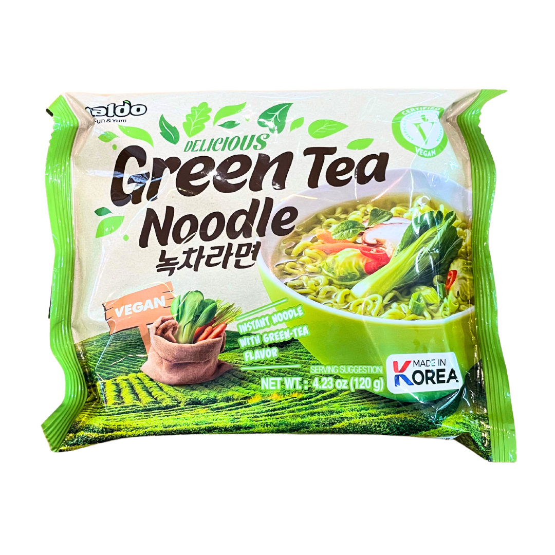 PALDO GREEN TEA NOODLE 120g (VEGAN)/ PALDO Zaļās Tējas Nūdeles 120g (Vegāns) - Oishii Asian Mart