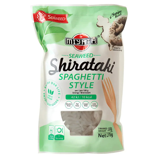 MIYATA Shirataki Konjac Seaweed Spaghetti 270g/ MIYATA Shirataki Konjaka Jūraszāļu Spageti 270g - Oishii Asian Mart