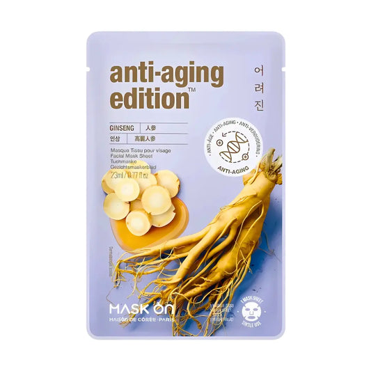 Facial Mask Sheet with Ginseng Anti-aging/ Sejas maska ar žeņšeņu pret novecošanos - Oishii Asian Mart