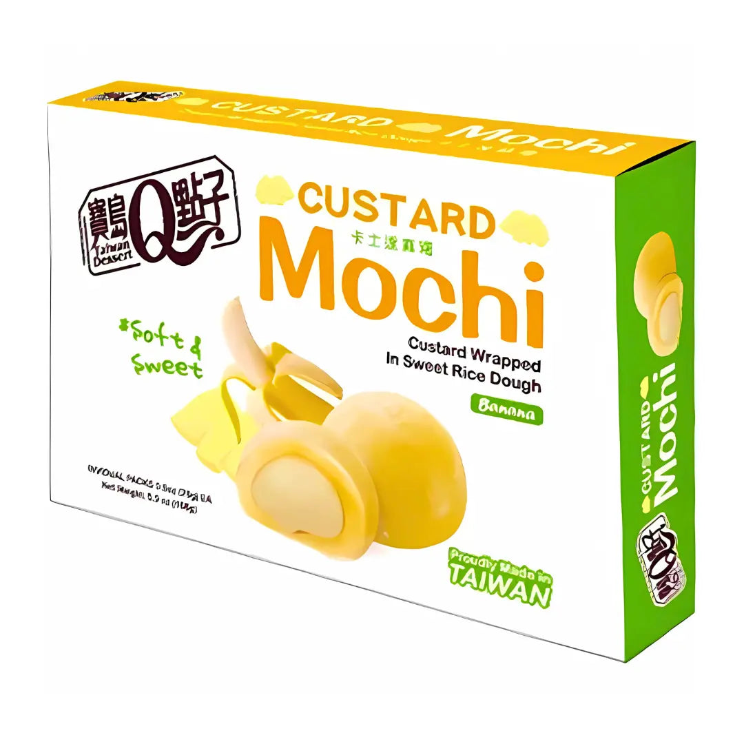 Q-BRAND Custard Mochi Banana Flavor 168g/ Q Kustards Moči Banānu Garša 168g - Oishii Asian Mart