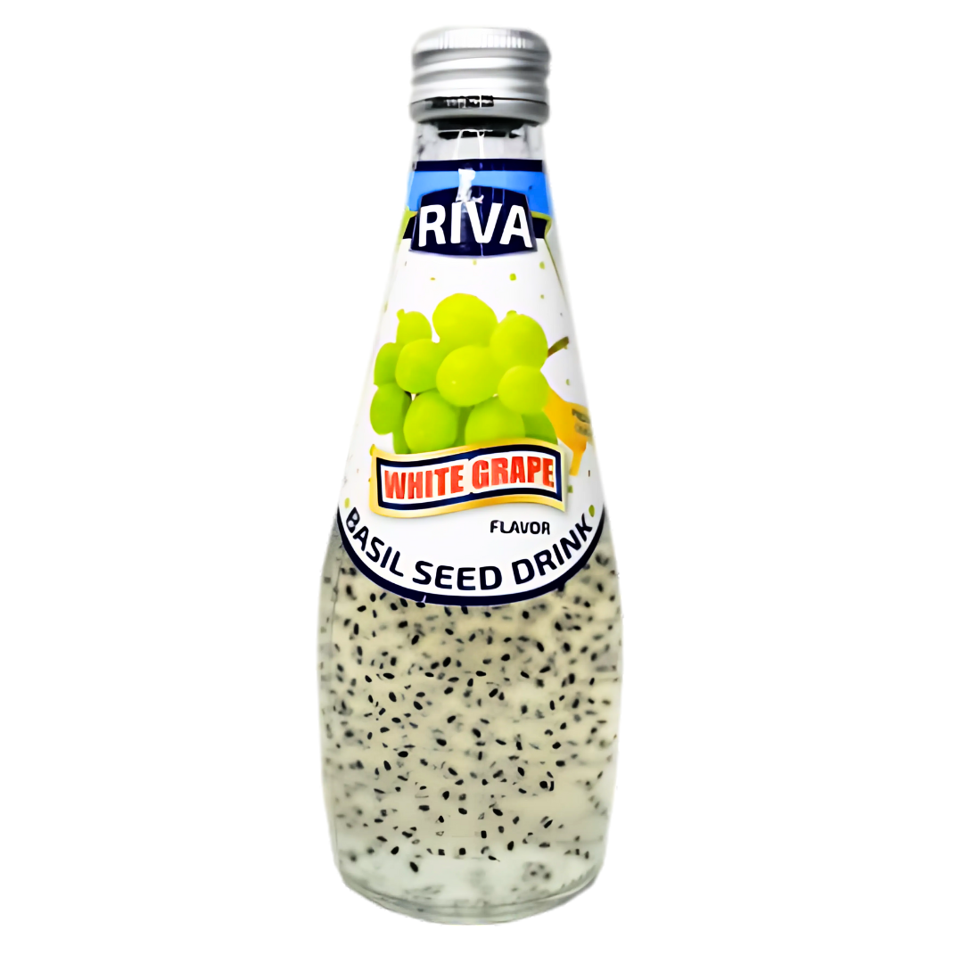 Riva Baziliku Sēklu Dzēriens Baltā Vīnogu Garšā 290 ml (Taizeme) Riva