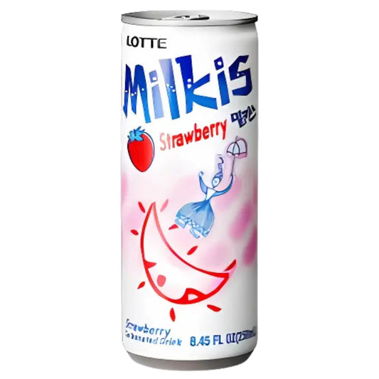 MILKIS Korean Strawberry Cream Soda 250ml/ MILKIS Korejiešu zemeņu krēmīgā limonāde 250ml - Oishii Asian Mart