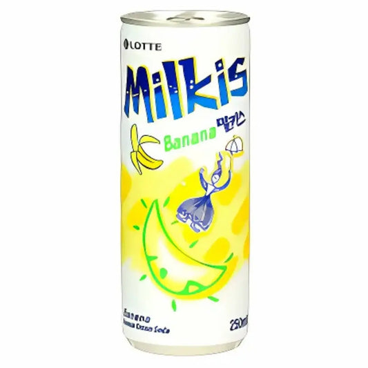 MILKIS Korean Banana Cream Soda 250ml/ MILKIS Korejiešu banānu krēmīgā limonāde 250ml - Oishii Asian Mart