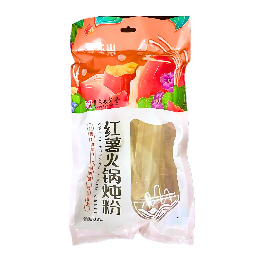 YULONGSHAN Sweet Potato Wide Vermicelli 260g/ YULONGSHAN Saldā kartupeļa platās nūdeles 260g - Oishii Asian Mart