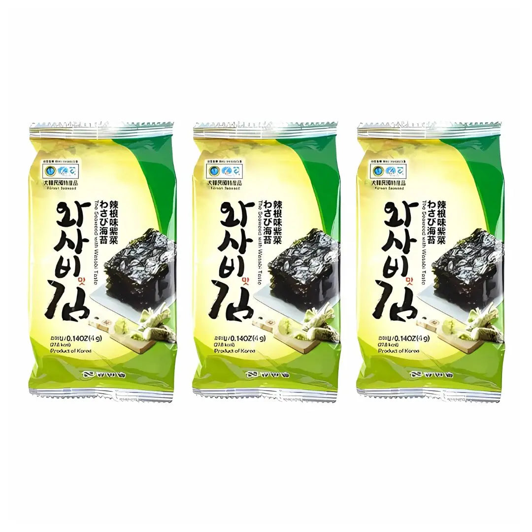 Humanwell Seaweed Wasabi 12g (3gab) Humanwell jūraszāles ar vasabi 12g (3 gab.) - Oishii Asian Mart