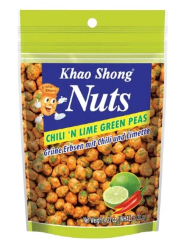 KHAO SHONG Green peas with chili & lime 120g/ Khao Shong zaļie zirnīši ar čili un laimu, 120 g Khao Shong