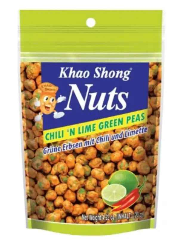 KHAO SHONG Green peas with chili & lime 120g/ Khao Shong zaļie zirnīši ar čili un laimu, 120 g