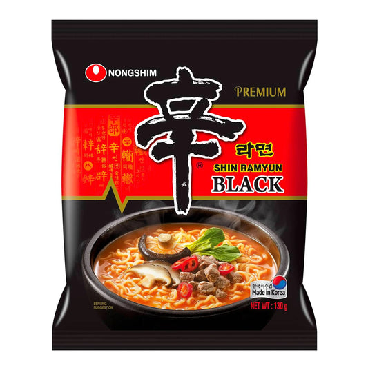 Shin Ramyun Black Noodle 130g/ Shin Ramyun Melns Nūdeles 130g - Oishii Asian Mart